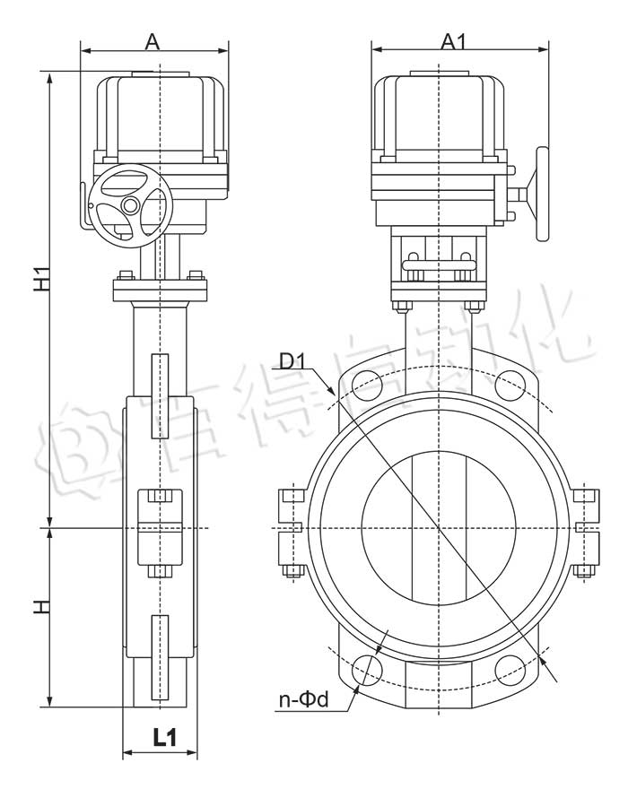 電動(dòng)襯氟蝶閥外形尺寸圖