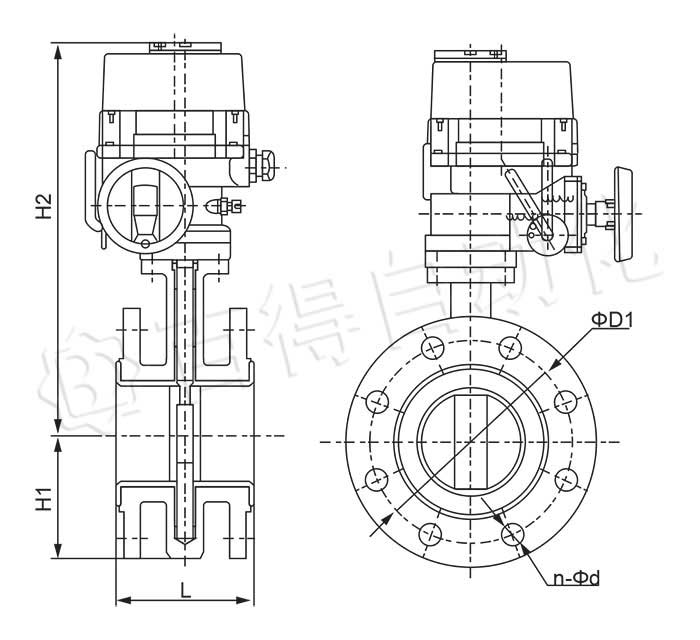 電動法蘭蝶閥結(jié)構(gòu)圖